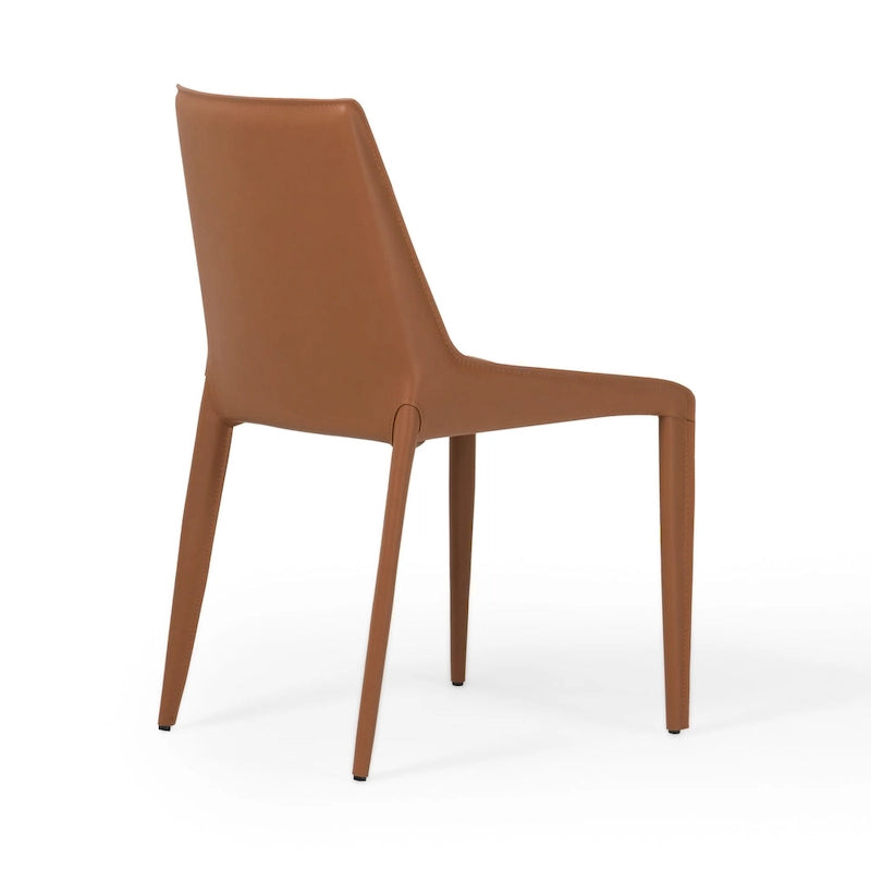 Chaises de salle à manger modernes en cuir sellier cognac Modrest Halo (Lot de 2)