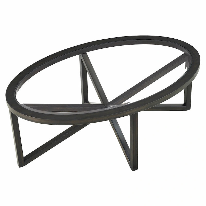 Table basse contemporaine en verre avec piètement en bois