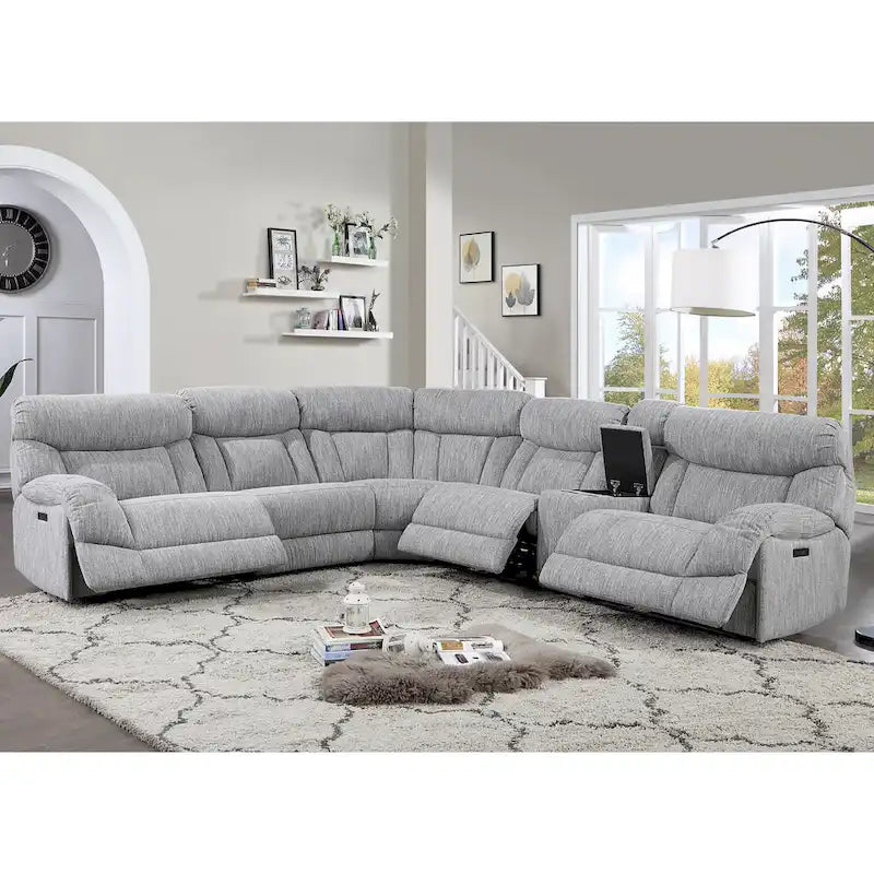 Sectionnel inclinable électrique 6 pièces gris Palisade de Steve Silver