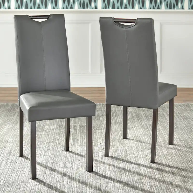 Ensemble de salle à manger 7 pièces en similicuir gris et bois de Wengé Tilo Simple Living