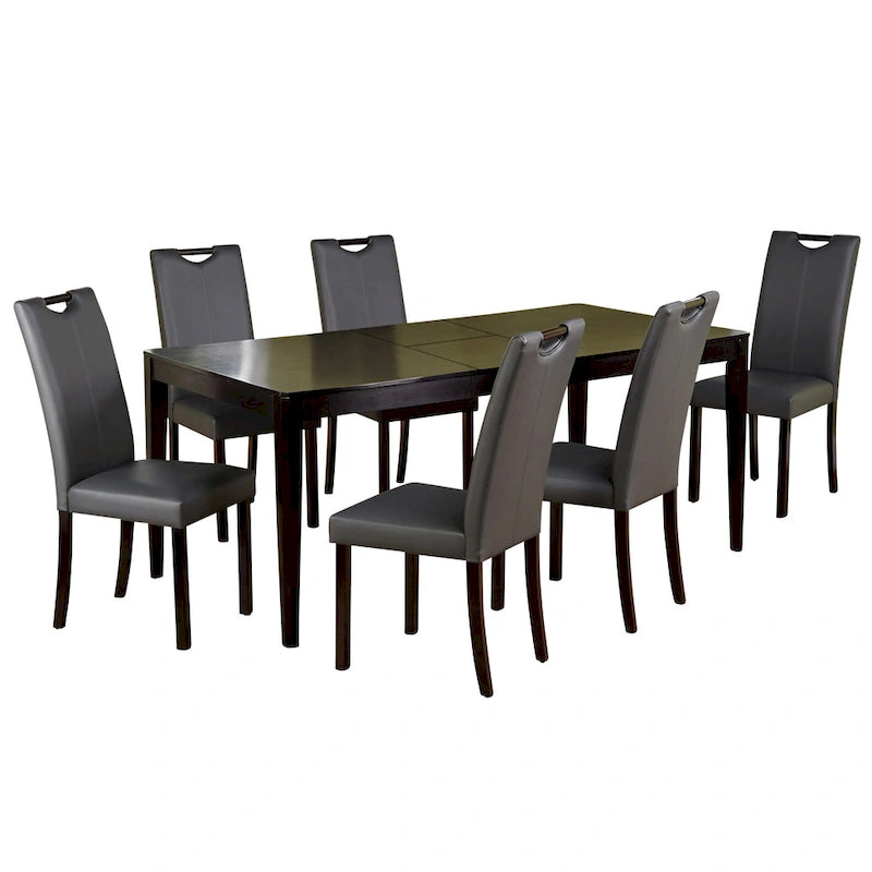 Ensemble de salle à manger 7 pièces en similicuir gris et bois de Wengé Tilo Simple Living