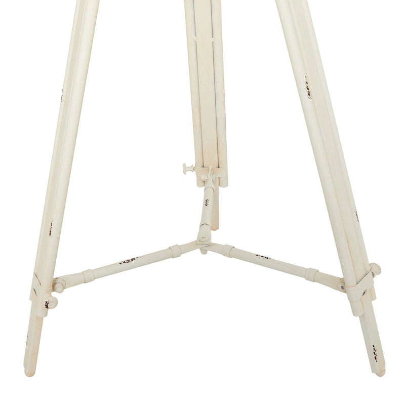 Table d'appoint boussole en métal avec horloge et plateau en verre transparent - Blanc ou Noir - Roche River Decor