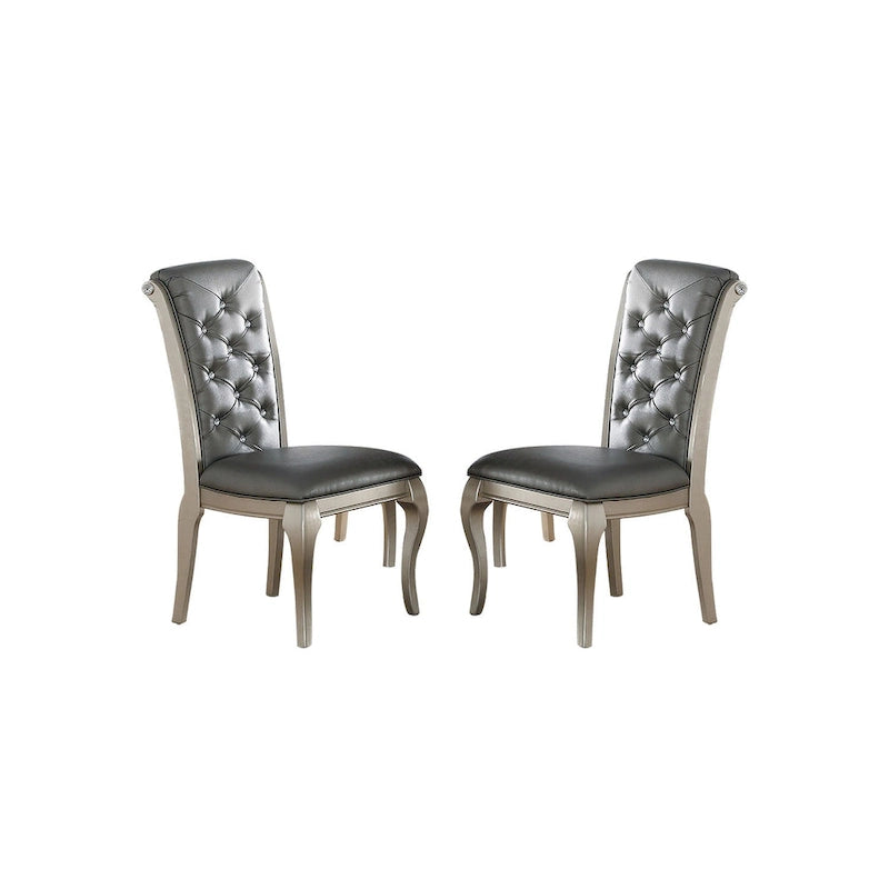 Chaises de salle à manger avec dossier capitonné, argent antique (lot de 2)