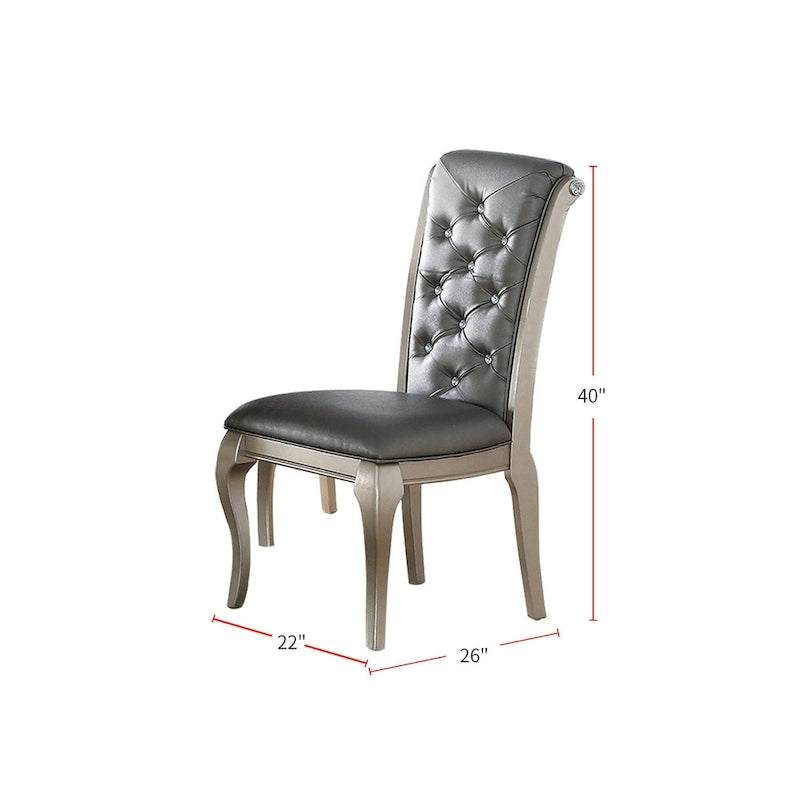 Chaises de salle à manger avec dossier capitonné, argent antique (lot de 2)