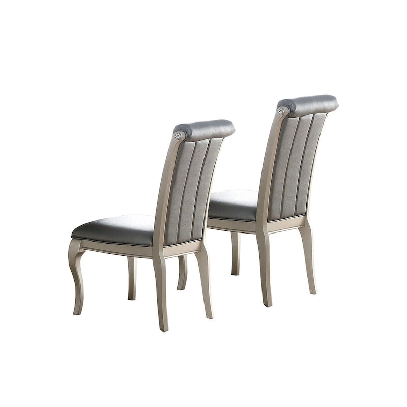Chaises de salle à manger avec dossier capitonné, argent antique (lot de 2)
