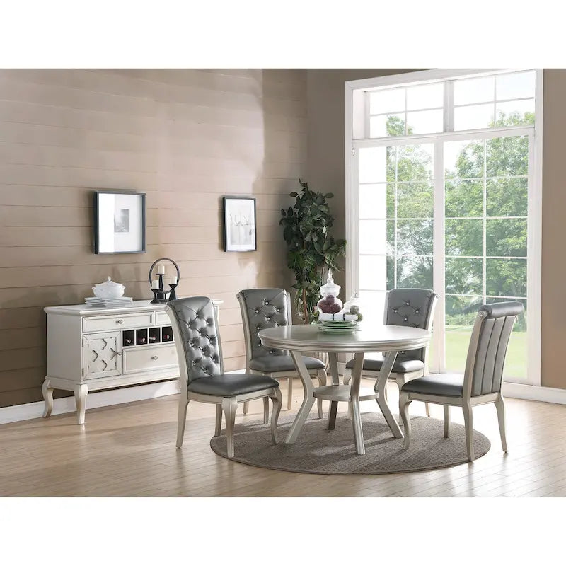 Chaises de salle à manger avec dossier capitonné, argent antique (lot de 2)