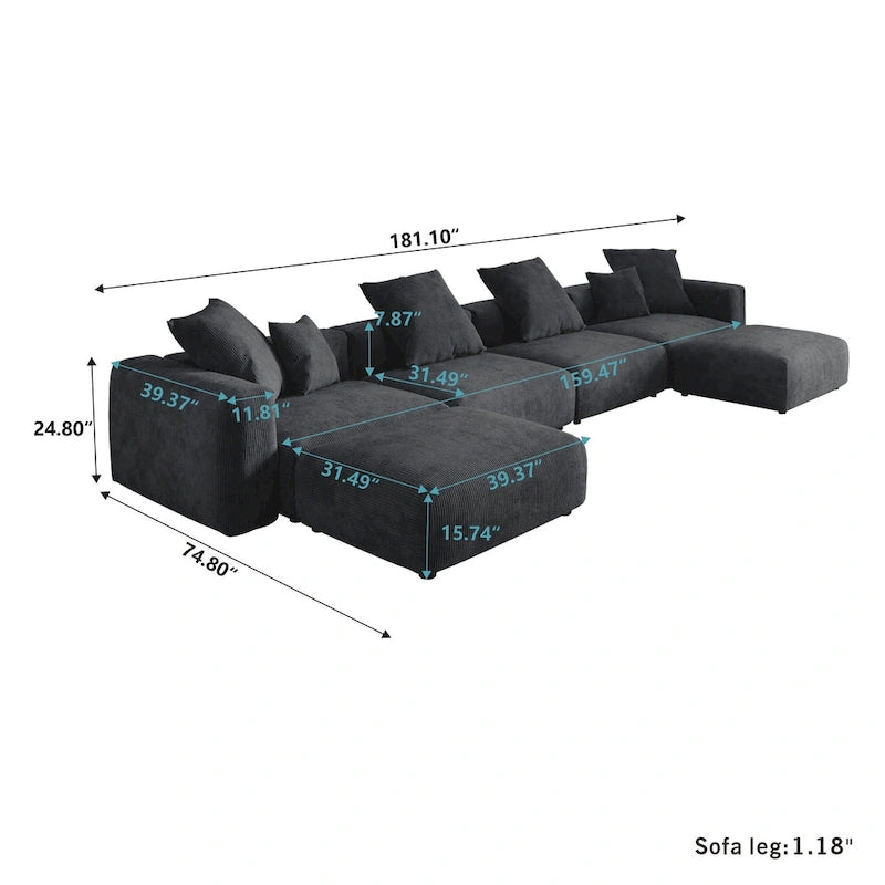 Canapé modulable en velours côtelé 181