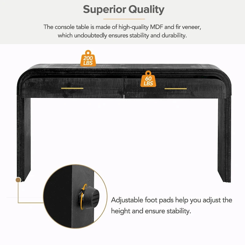 Console Rétro Irrésistible : Style Ouvert, Deux Tiroirs Supérieurs