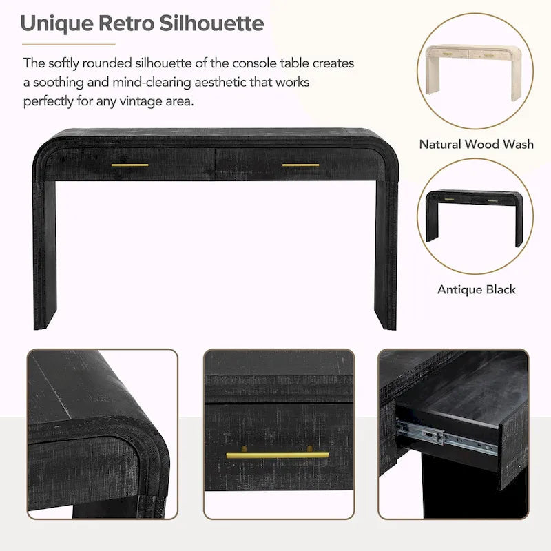 Console Rétro Irrésistible : Style Ouvert, Deux Tiroirs Supérieurs