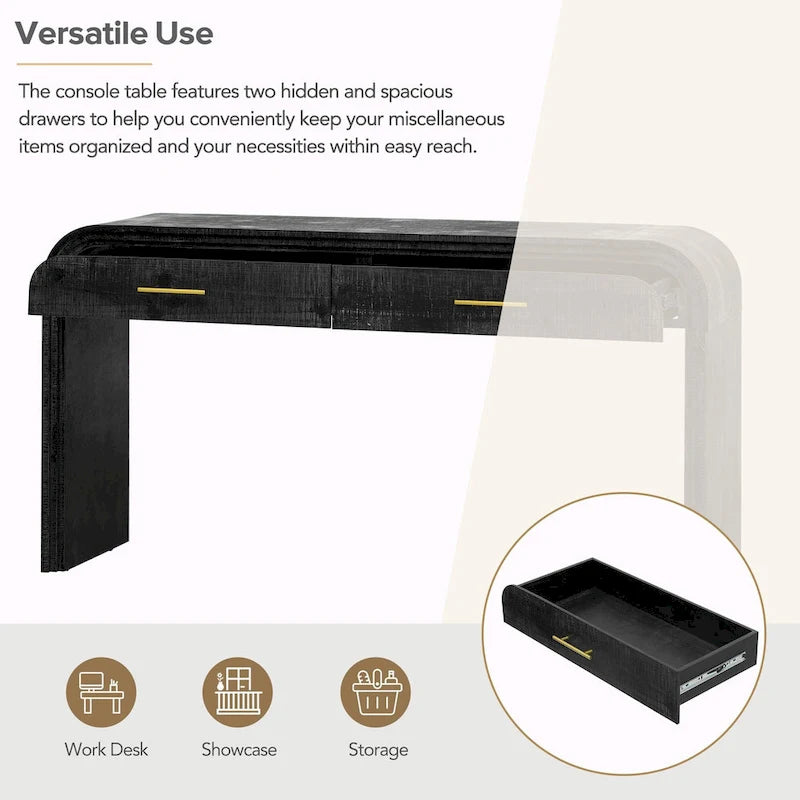 Console Rétro Irrésistible : Style Ouvert, Deux Tiroirs Supérieurs