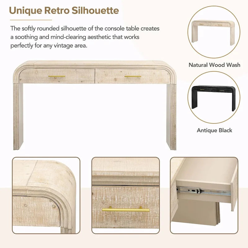 Console Rétro Irrésistible : Style Ouvert, Deux Tiroirs Supérieurs