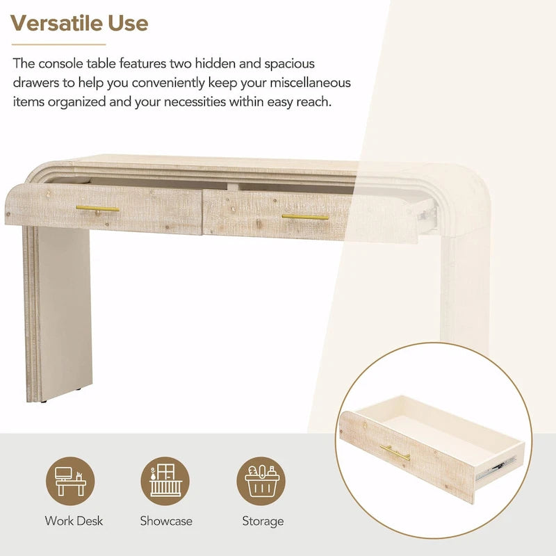 Console Rétro Irrésistible : Style Ouvert, Deux Tiroirs Supérieurs