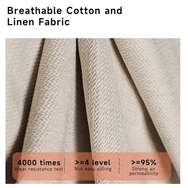 JASIWAY Canapé 3 places moderne en tissu de coton et lin, beige