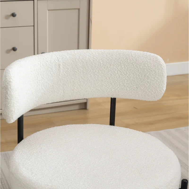 Chaises de salle à manger rondes modernes en tissu bouclé Burbank de Roundhill Furniture, ensemble de 2