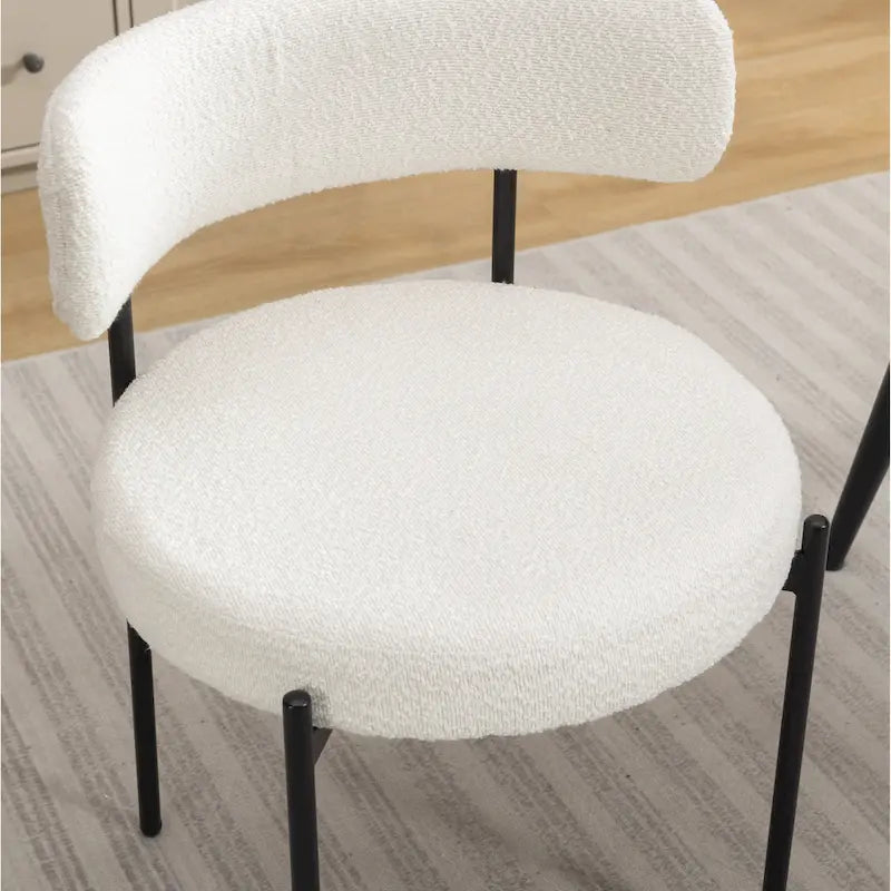Chaises de salle à manger rondes modernes en tissu bouclé Burbank de Roundhill Furniture, ensemble de 2