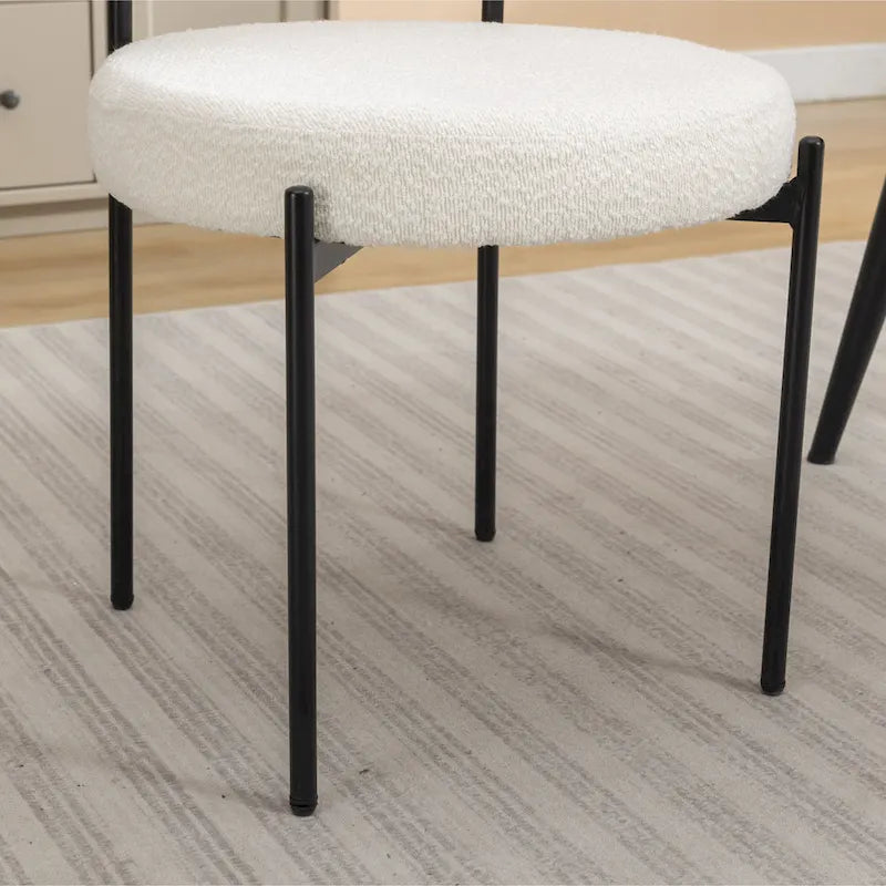 Chaises de salle à manger rondes modernes en tissu bouclé Burbank de Roundhill Furniture, ensemble de 2