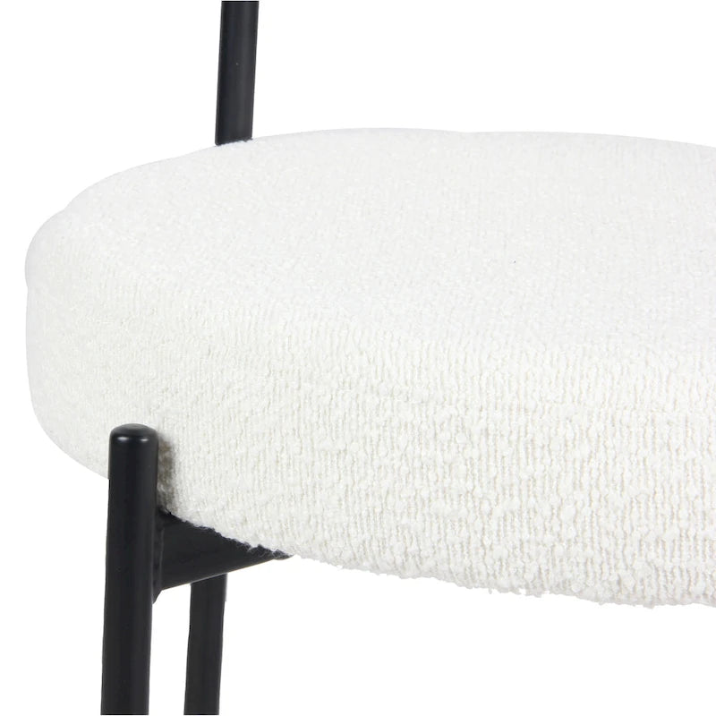 Chaises de salle à manger rondes modernes en tissu bouclé Burbank de Roundhill Furniture, ensemble de 2
