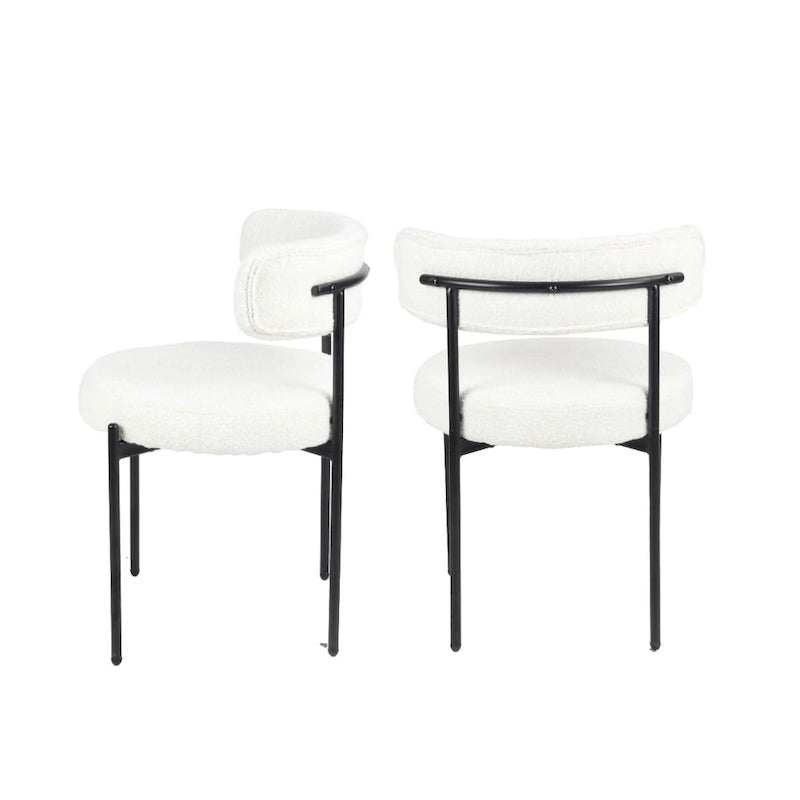 Chaises de salle à manger rondes modernes en tissu bouclé Burbank de Roundhill Furniture, ensemble de 2