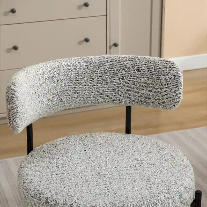 Chaises de salle à manger rondes modernes en tissu bouclé Burbank de Roundhill Furniture, ensemble de 2