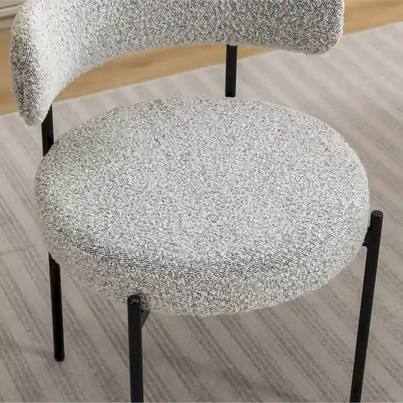 Chaises de salle à manger rondes modernes en tissu bouclé Burbank de Roundhill Furniture, ensemble de 2