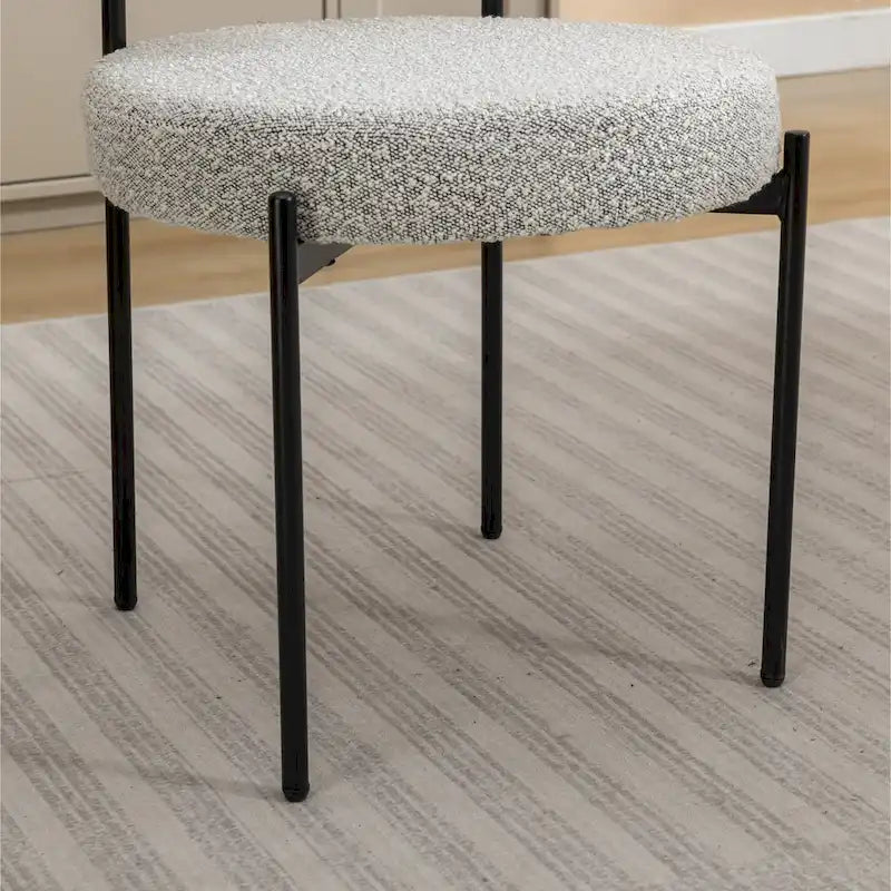 Chaises de salle à manger rondes modernes en tissu bouclé Burbank de Roundhill Furniture, ensemble de 2