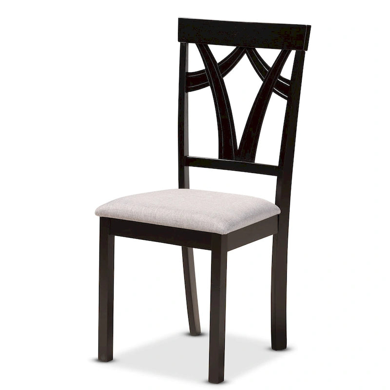 Ensemble de salle à manger Luise 5 pièces en bois moderne et contemporain-Gris/Brun foncé