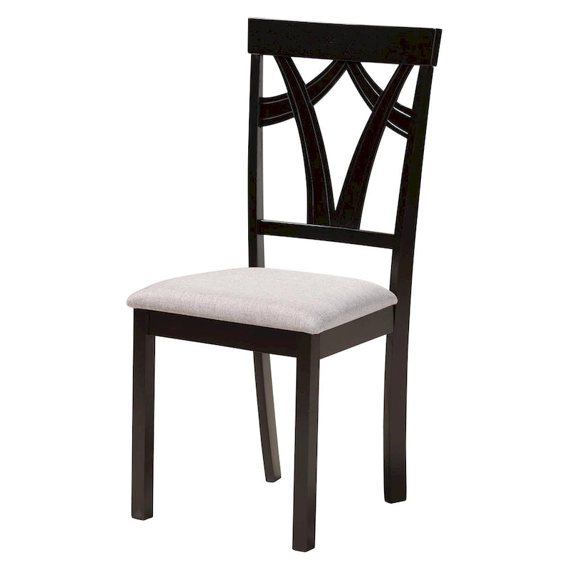 Ensemble de salle à manger Luise 5 pièces en bois moderne et contemporain-Gris/Brun foncé