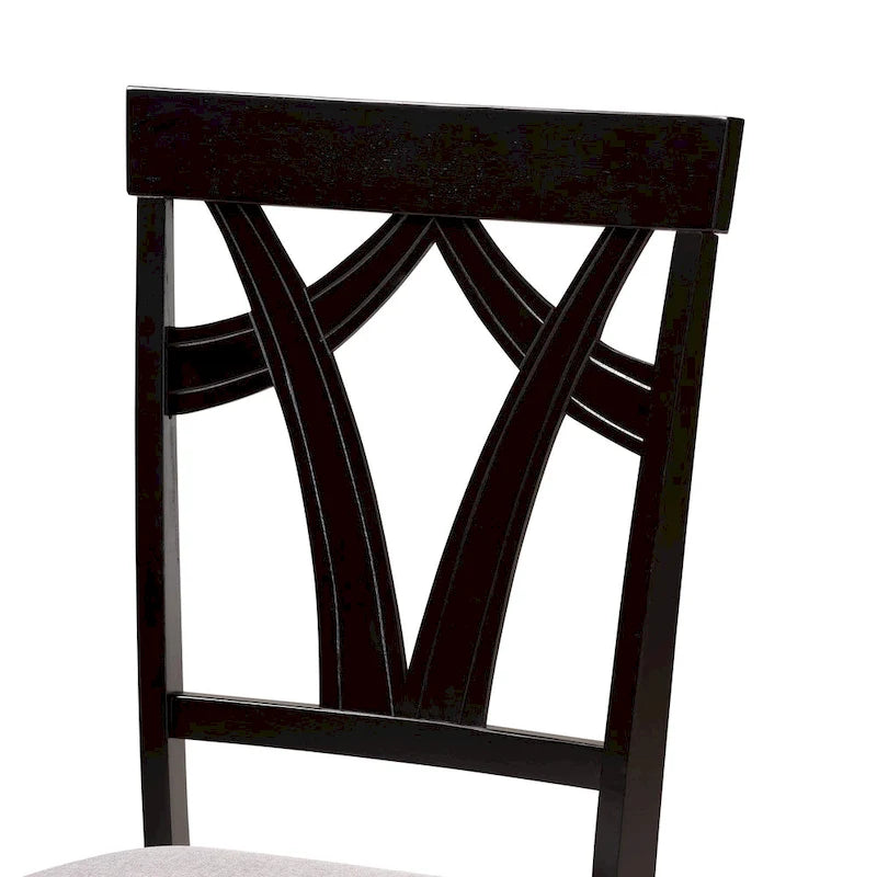 Ensemble de salle à manger Luise 5 pièces en bois moderne et contemporain-Gris/Brun foncé