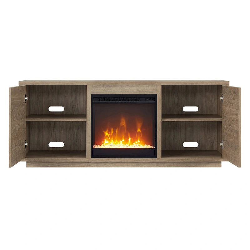 Meuble TV Juniper 58 avec insert de cheminée Crystal