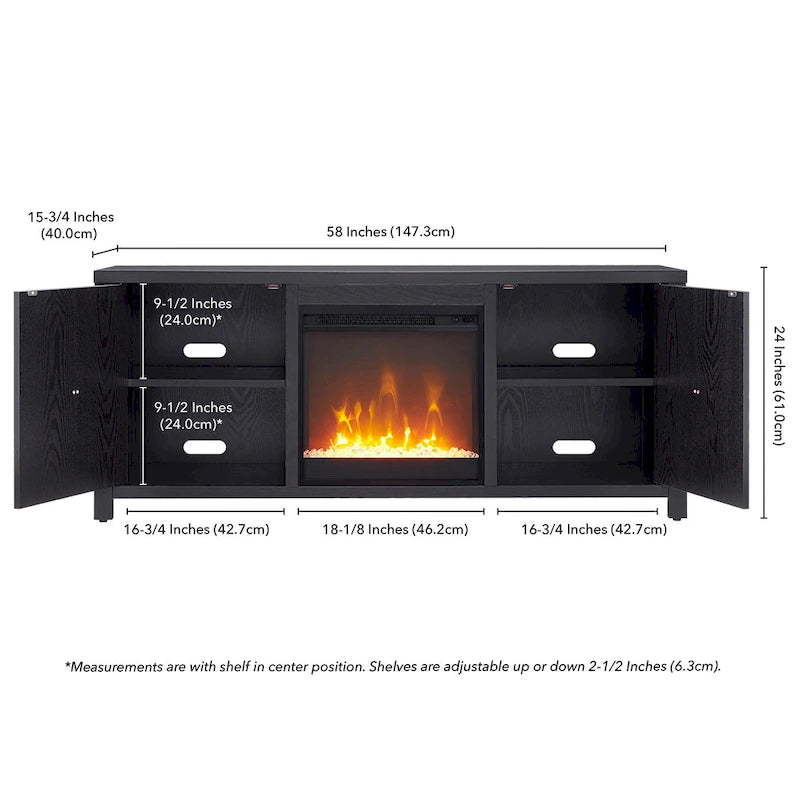 Meuble TV Juniper 58 avec insert de cheminée Crystal