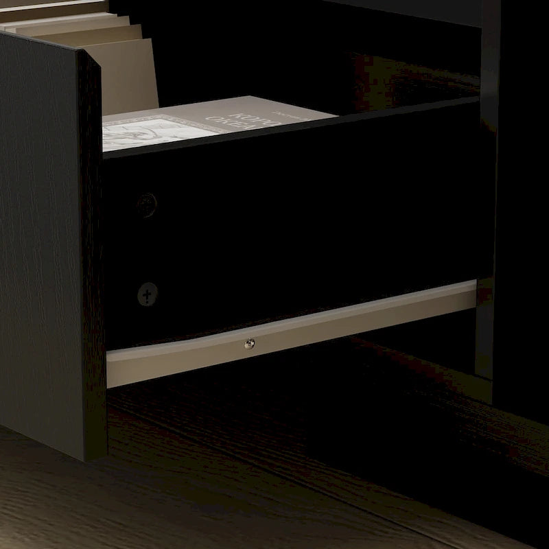 Meuble TV extensible de style moderne avec 3 tiroirs Blanc/Noir 65.4-106.3