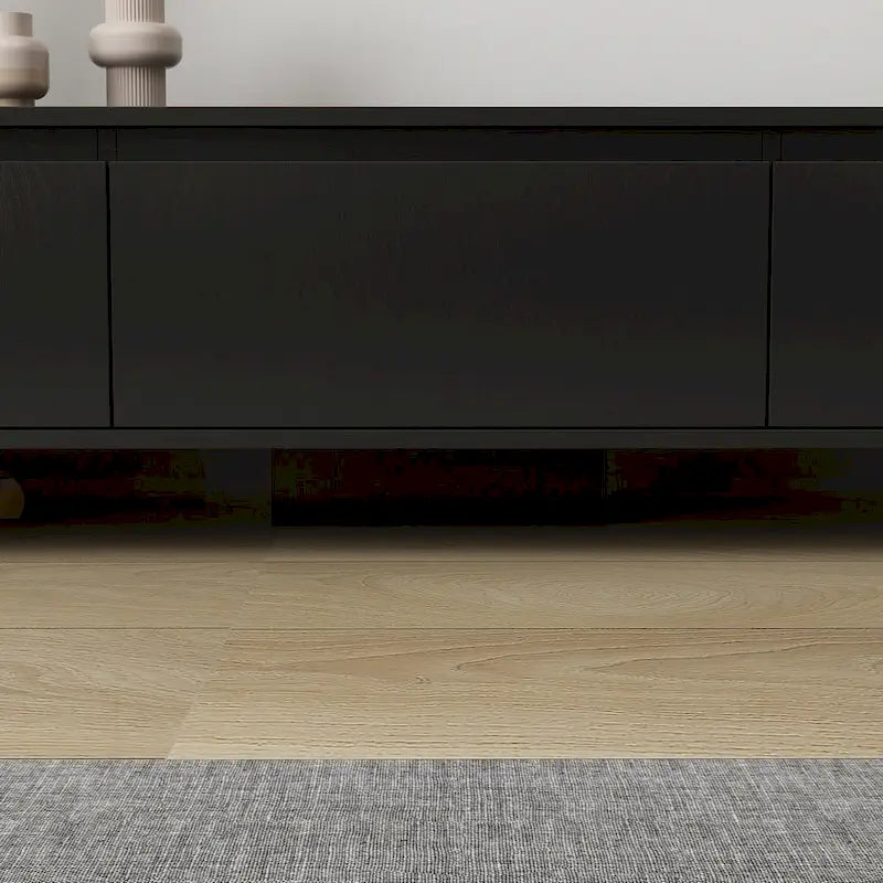 Meuble TV extensible de style moderne avec 3 tiroirs Blanc/Noir 65.4-106.3
