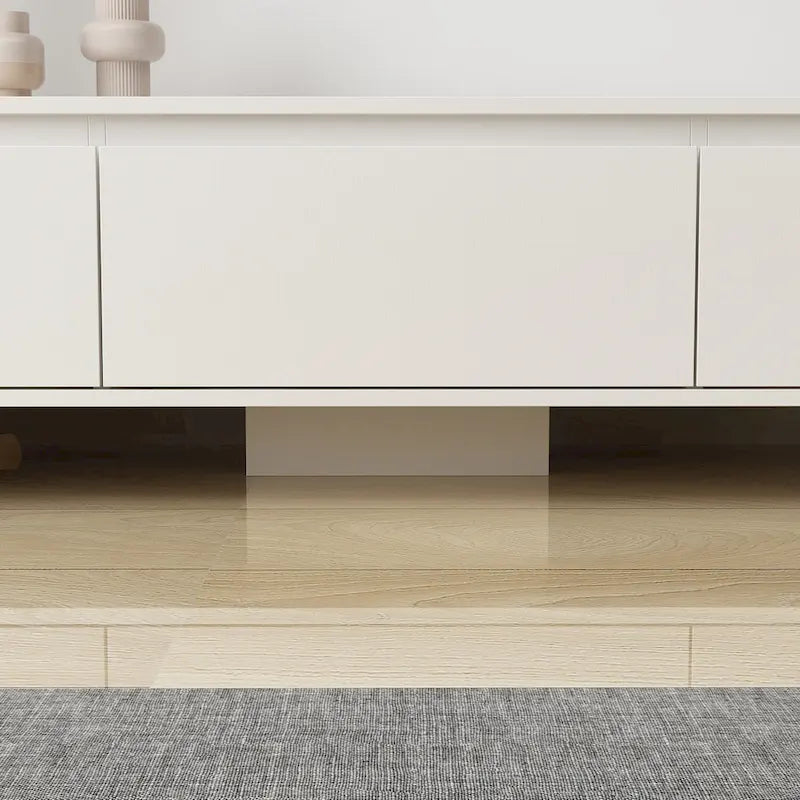 Meuble TV extensible de style moderne avec 3 tiroirs Blanc/Noir 65.4-106.3