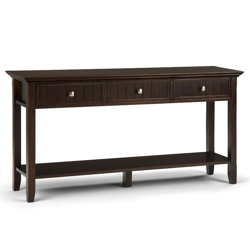 WYNDENHALL Normandy Table console large de style de transition en BOIS MASSIF de 60 po de largeur – 60 x 16 x 30 po