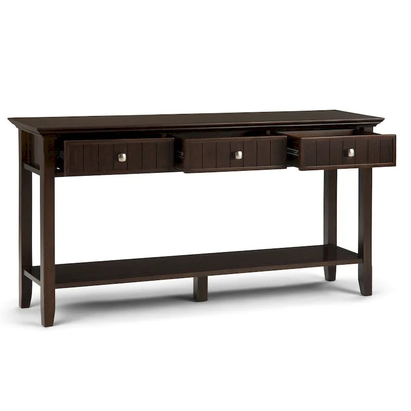WYNDENHALL Normandy Table console large de style de transition en BOIS MASSIF de 60 po de largeur – 60 x 16 x 30 po