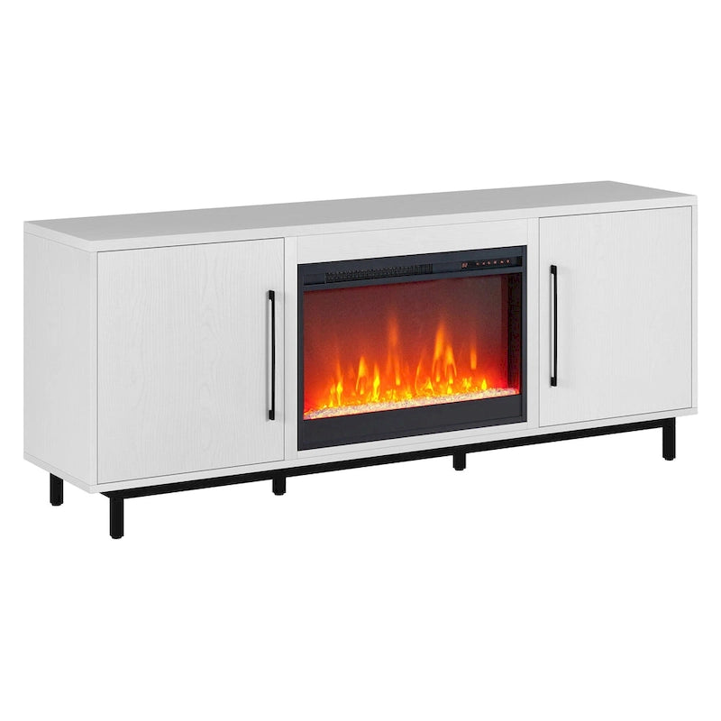 Meuble TV rectangulaire Julian avec cheminée en cristal pour téléviseurs jusqu'à 75 pouces