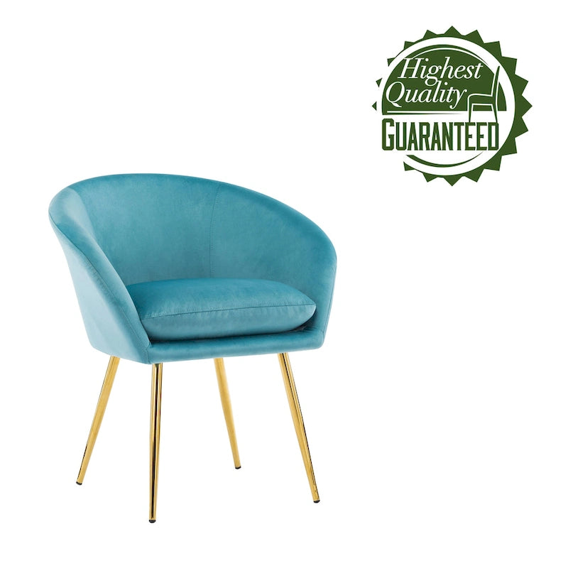 Porthos Home Lakia Chaises de salle à manger, revêtement en velours, pieds en métal doré