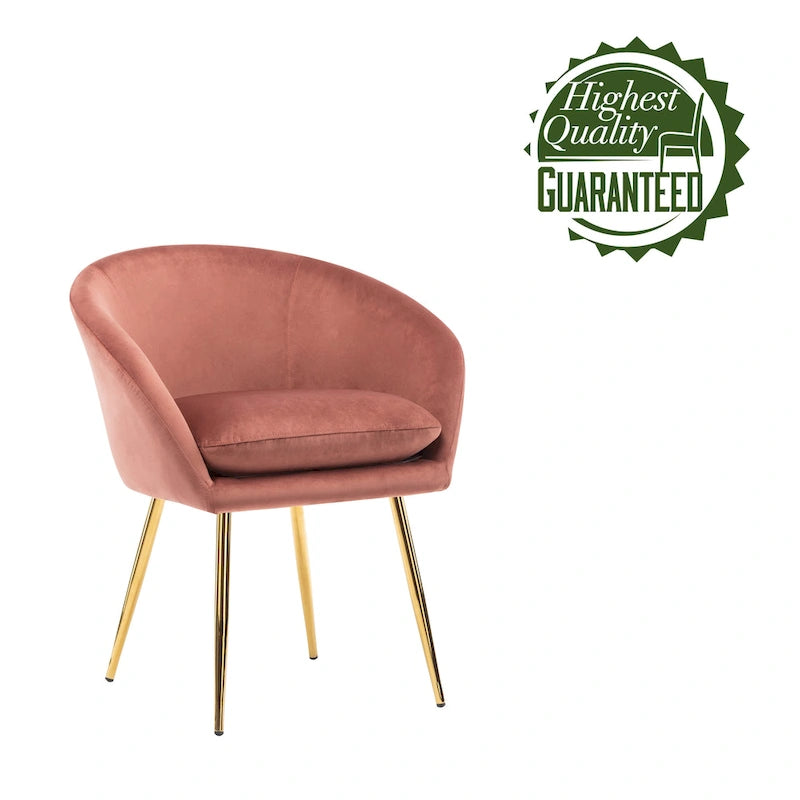 Porthos Home Lakia Chaises de salle à manger, revêtement en velours, pieds en métal doré