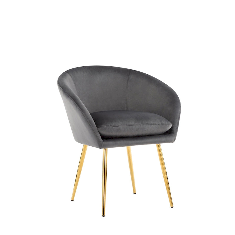 Porthos Home Lakia Chaises de salle à manger, revêtement en velours, pieds en métal doré