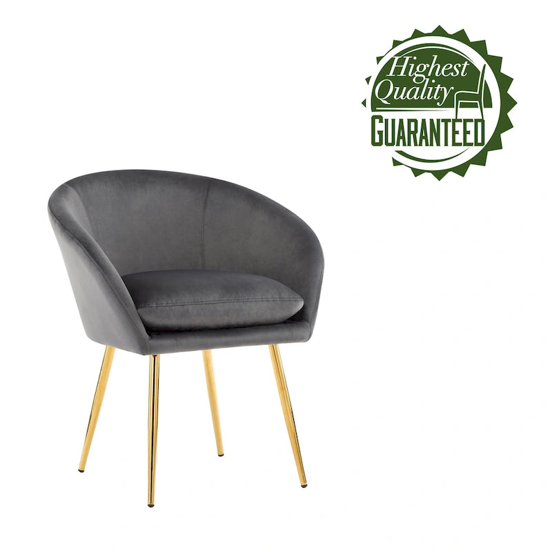 Porthos Home Lakia Chaises de salle à manger, revêtement en velours, pieds en métal doré