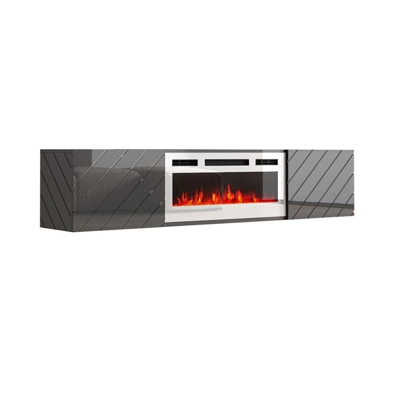 Cheminée électrique murale moderne Luxe WH-EF avec meuble télé de 72 po