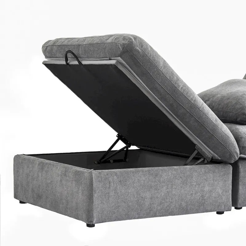 Canapé d'angle 5 pièces et pouf Widen en duvet