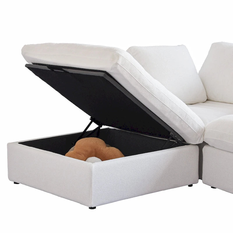 Canapé d'angle 5 pièces et pouf Widen en duvet