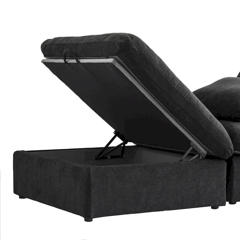 Canapé d'angle 5 pièces et pouf Widen en duvet
