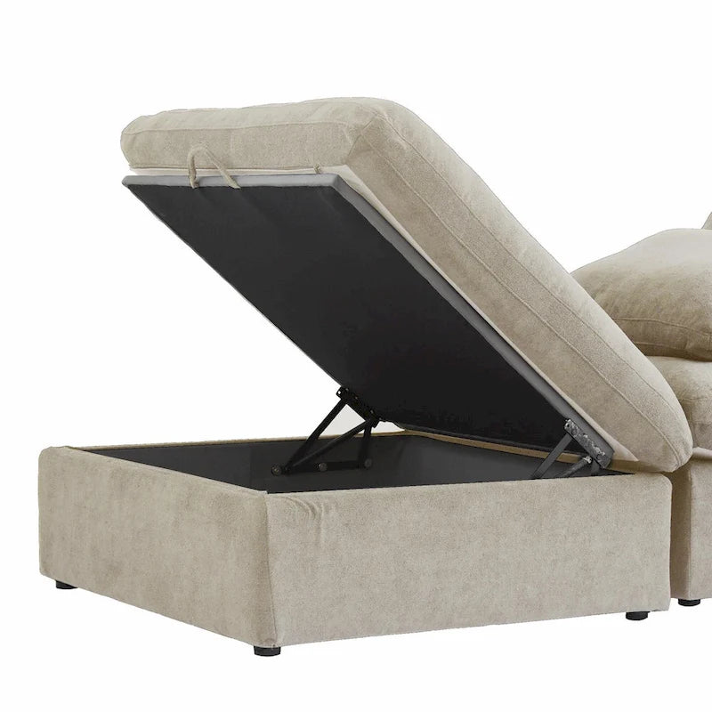 Canapé d'angle 5 pièces et pouf Widen en duvet