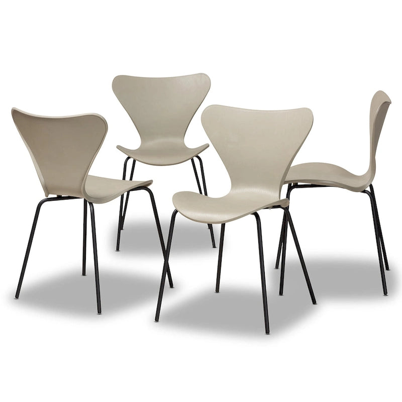 Ensemble de 4 chaises de salle à manger Jaden Modernes et Contemporaines en plastique et métal