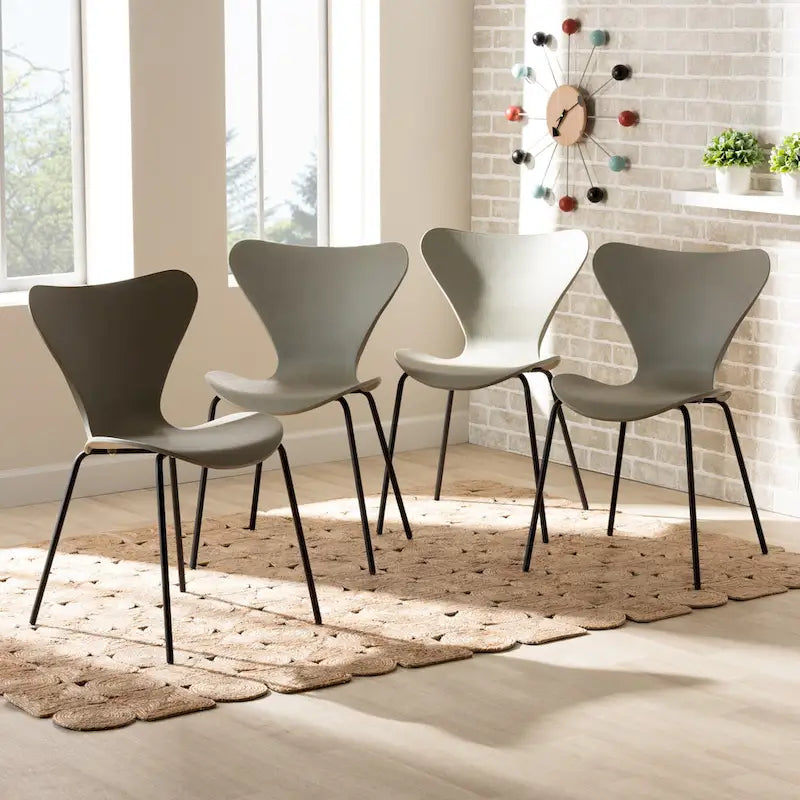 Ensemble de 4 chaises de salle à manger Jaden Modernes et Contemporaines en plastique et métal