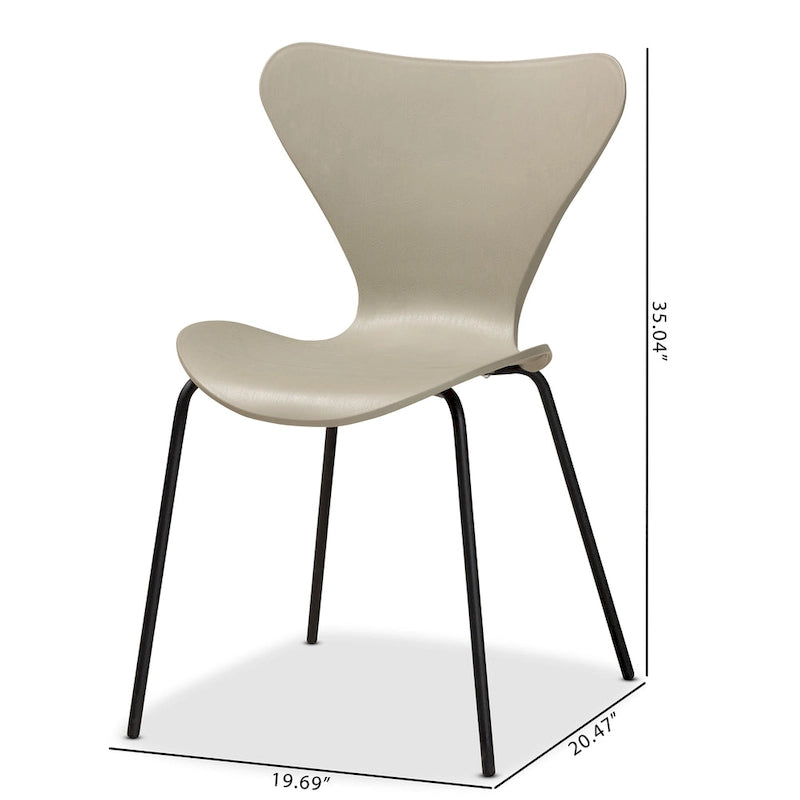 Ensemble de 4 chaises de salle à manger Jaden Modernes et Contemporaines en plastique et métal