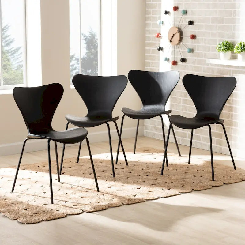 Ensemble de 4 chaises de salle à manger Jaden Modernes et Contemporaines en plastique et métal
