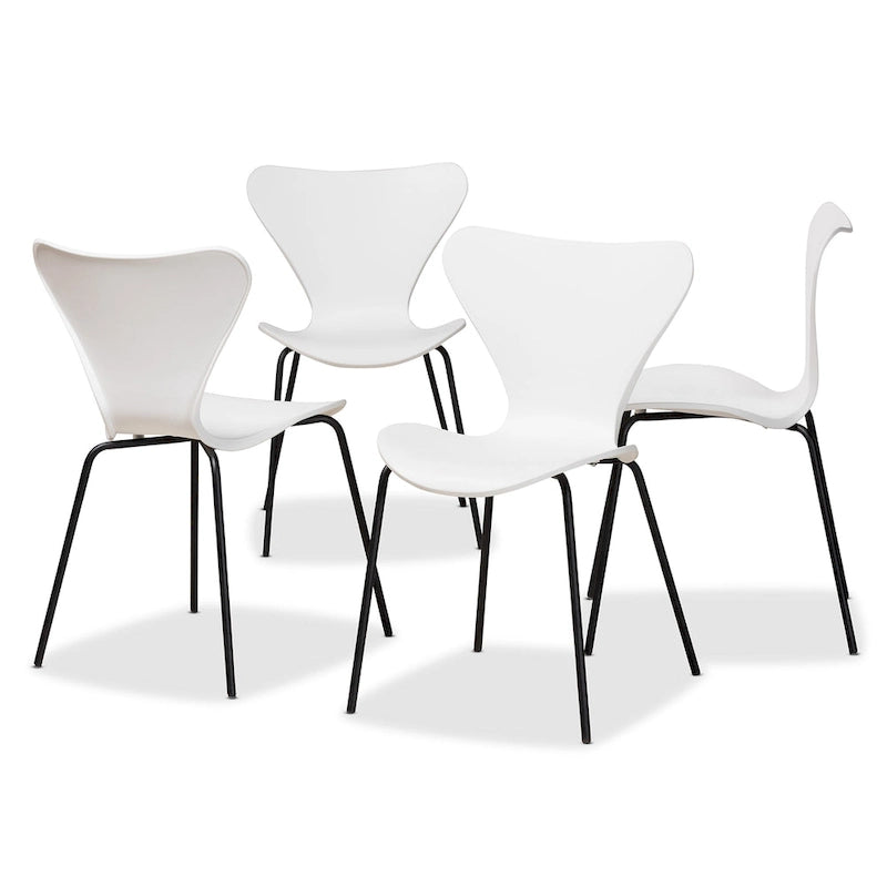 Ensemble de 4 chaises de salle à manger Jaden Modernes et Contemporaines en plastique et métal